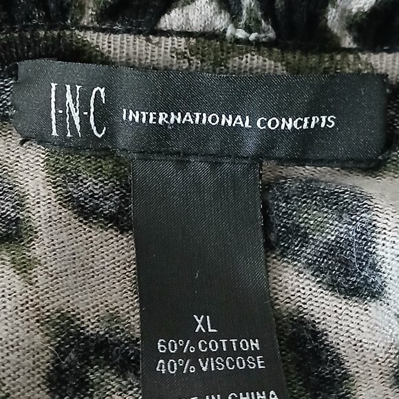 INC International Concepts Sweater Cardigan XL Camo Leopard Ruffle Front - Picture 10 of 11